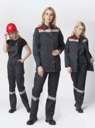 Костюм женский Веснис-2 СОП (тк.Смесовая,210) п/к, т.серый/красный Костюм женский Веснис-2 СОП (тк.Смесовая,210) п/к, т.серый/красный