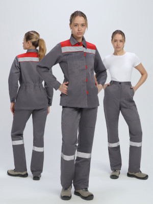 Костюм женский Веснис-1 СОП (тк.Смесовая,210) брюки, т.серый/красный Костюм женский Веснис-1 СОП (тк.Смесовая,210) брюки, т.серый/красный