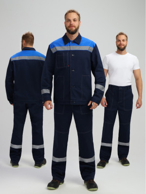 Костюм Лигор-1 СОП (тк.Саржа,250) брюки, т.синий/васильковый (Минпромторг)