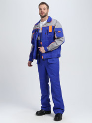 Костюм Драга-2 (тк.Смесовая МВО,240) п/к, васильковый/св.серый/оранжевый