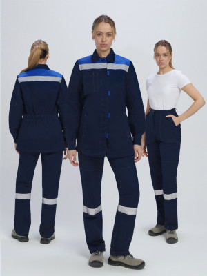 Костюм женский Веснис-1 СОП (тк.Саржа,250) брюки, т.синий/васильковый (Минпромторг) Костюм женский Веснис-1 СОП (тк.Саржа,250) брюки, т.синий/васильковый (Минпромторг)