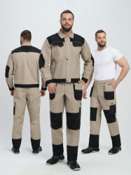 Костюм Вестгард-1 (тк.Канвас,260) брюки, бежевый/черный Костюм Вестгард-1 (тк.Канвас,260) брюки, бежевый/черный
