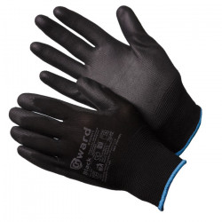 Перчатки Gward Black нейлоновые черные с черным полиуретаном, PU1001