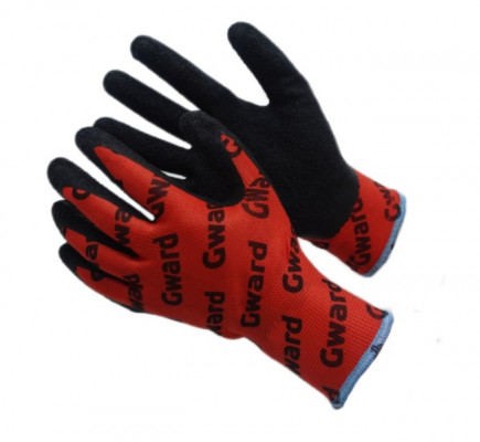 Перчатки Red with GWARD LOGOS нейлоновые с текстурированным латексным покрытием, L2001, 6/240